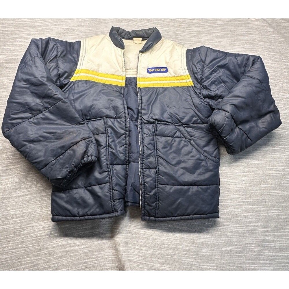 Vintage Ski Jacket Vest Weathercaster 70s 80s Blue Racing Ad Monroe Shocks SizeS